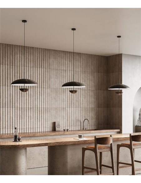  Lámpara colgante Ella - Aromas - Lámpara de metal negro, Regulable Triac, LED 2700K