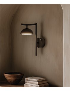 Aplique de pared Tana - Aromas - Lámpara de pared negra decorativa, LED Regulable Dali-Push