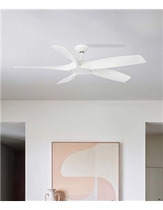 Ventilador de techo con luz Cocos - Faro - Ventilador DC blanco ultrasilencioso