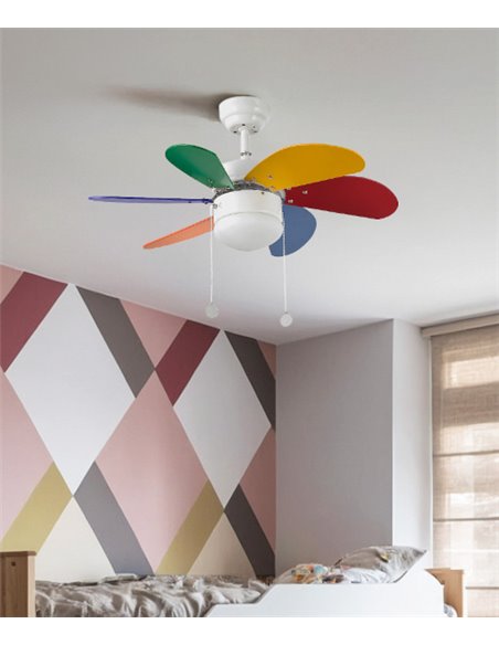 Ventilador de techo con luz Palao - Faro - Lámpara ventilador de techo infantil, multicolor