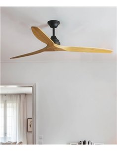 Ventilador de techo Alo - Faro - Ventilador sin luz, aspas de madera, apto para techo inclinado