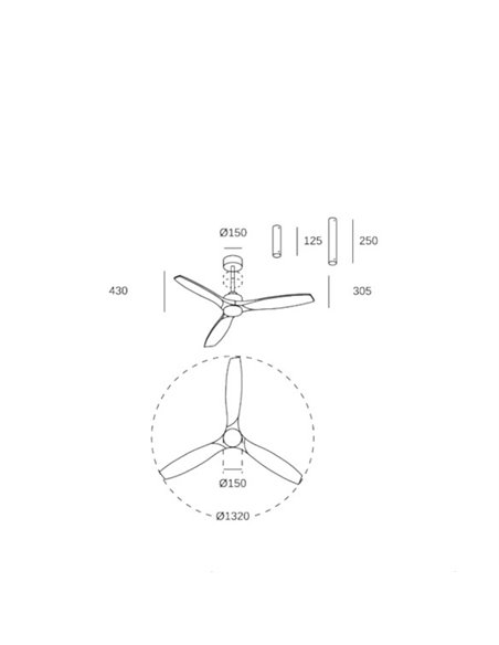 Ventilador de techo con luz Stem Evo - FORLIGHT - Ventilador regulable LED, acabado madera clara