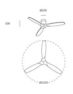Ventilador de techo Stem Evo - FORLIGHT - Palas de madera oscura, Ø 132 cm 2