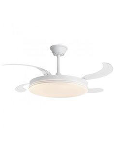 Ventilador de techo con luz Ecos - AJP - Ventilador blanco con palas retráctiles 2