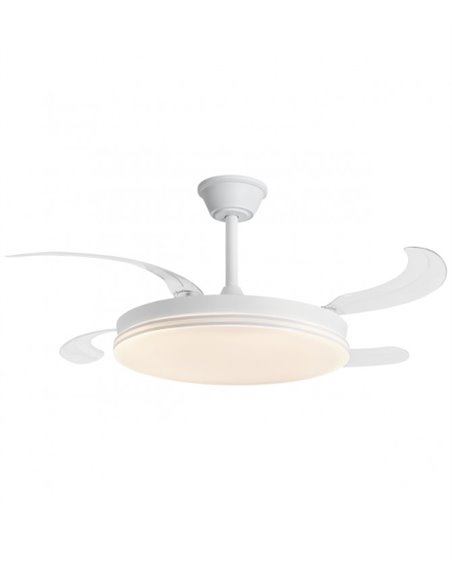 Ventilador de techo con luz Ecos - AJP - Ventilador blanco con palas retráctiles