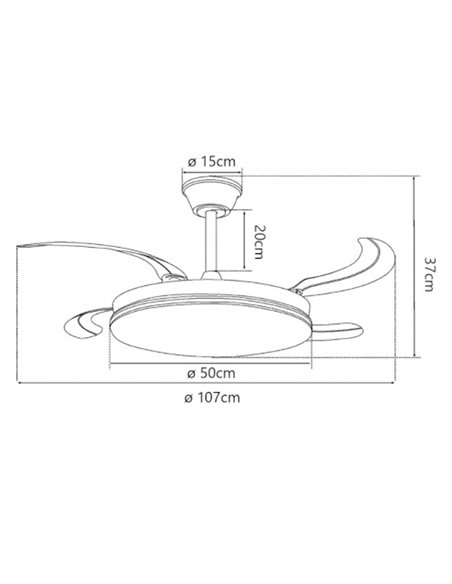 Ventilador de techo con luz Ecos - AJP - Ventilador blanco con palas retráctiles