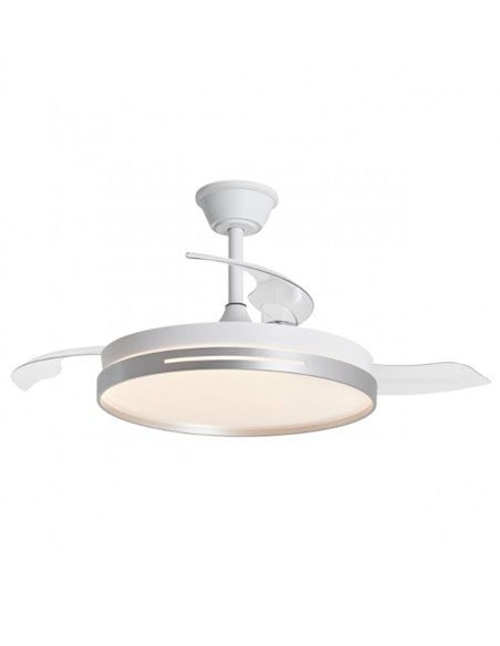 Ventilador de techo con luz Togo - AJP - Ventilador retráctil DC, acabado plateado