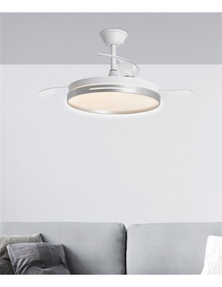 Ventilador de techo con luz Togo - AJP - Ventilador retráctil DC, acabado plateado