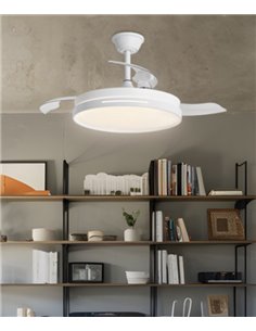 Ventilador de techo con luz Mini Togo - AJP - Ventilador con aspas desplegables, 6 velocidades