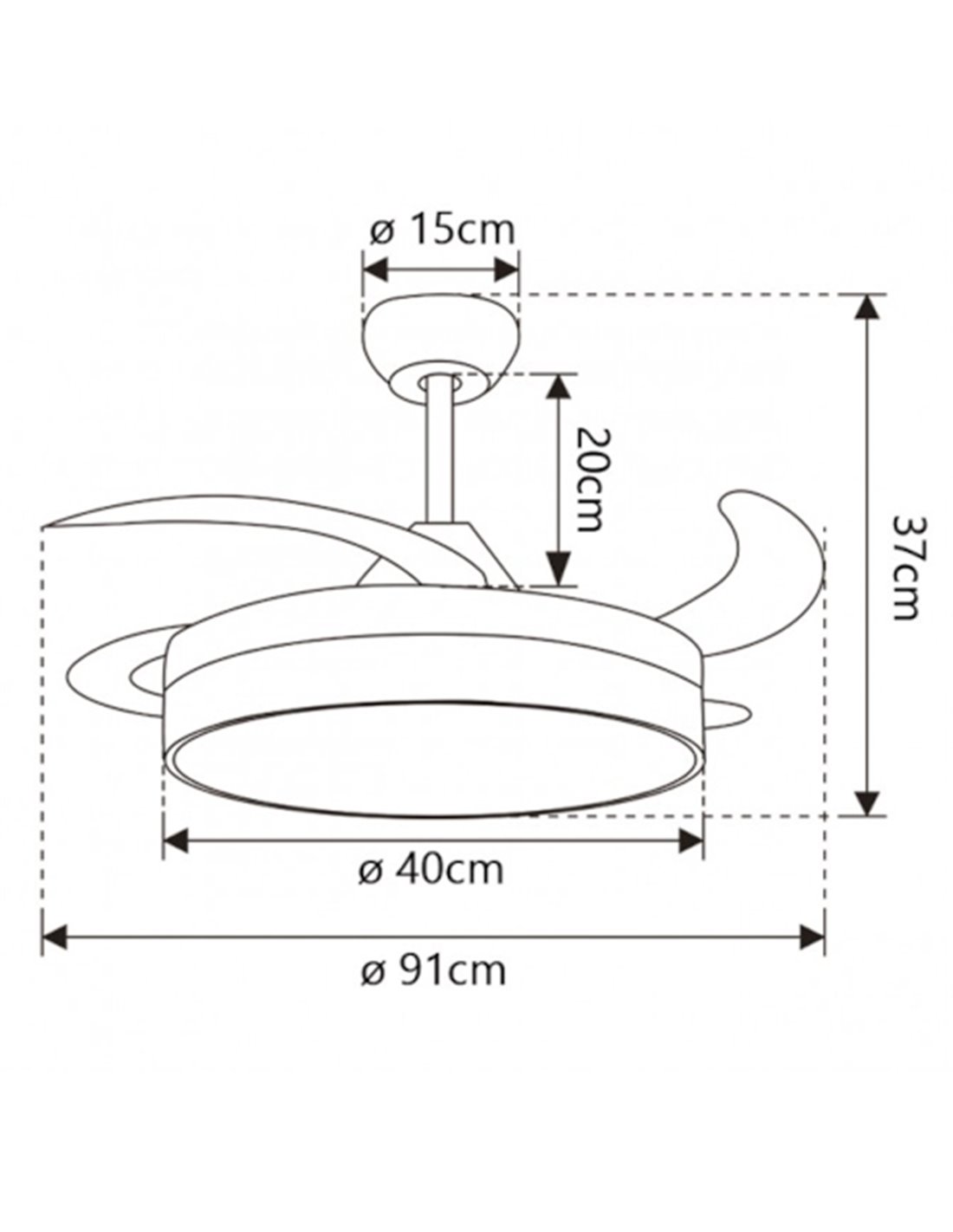 Ventilador de techo con luz Mini Togo - AJP – Ventilador con aspas retráctiles, motor DC con 6 velocidades Ventilador de techo con luz Mini Togo - AJP – Ventilador con aspas retráctiles, motor DC con 6 velocidades
