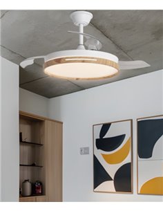Ventilador de techo con luz Mini Togo - AJP - 3 palas, motor DC, LED regulable