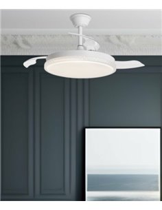 Ventilador de techo con luz Zafir - AJP - Palas desplegables, 6 velocidades