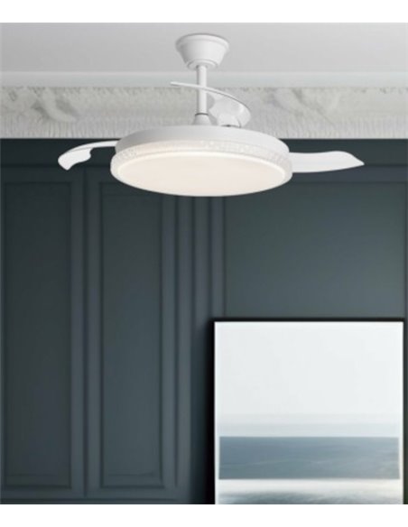 Ventilador de techo con luz Zafir - AJP - Palas desplegables, 6 velocidades