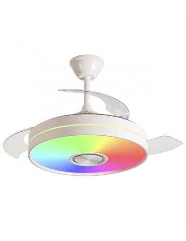 Ventilador de techo con luz Enio - AJP - Ventilador con luz RGB, aspas retráctiles