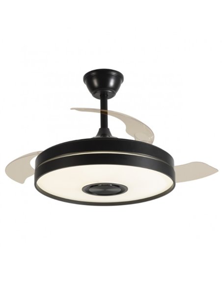 Ventilador de techo con luz Enio - AJP - Ventilador DC negro con aspas desplegables, 6 velocidades