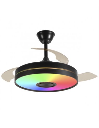 Ventilador de techo con luz Enio - AJP - Ventilador DC negro con aspas desplegables, 6 velocidades