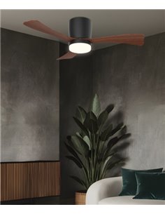 Ventilador de techo con luz Kent - AJP - Ventilador moderno de madera, motor DC, 6 velocidades