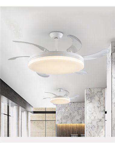 Ventilador de techo con luz Vento - Schuller - Ventilador LED con palas retráctiles Ventilador de techo con luz Vento - Schuller - Ventilador LED con palas retráctiles