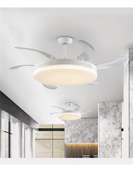 Ventilador de techo con luz Vento - Schuller - Ventilador LED con palas retráctiles