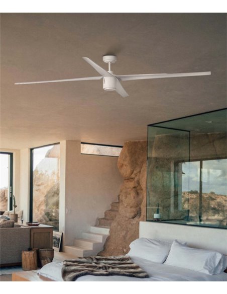 Ventilador de techo blanco con luz LED y motor DC SMART Attos - Faro