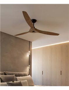 Ventilador de techo Morea - Faro - Ventilador sin luz silencioso con palas de madera clara