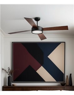 Ventilador de techo con luz y motor DC nogal Hydra - Faro