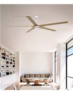 Ventilador de techo Bigwood 20 XL - Faro - Palas de madera FSC de pino, motor DC