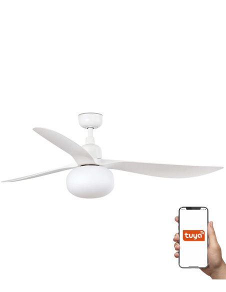 Ventilador de techo con luz Outwood L Tuya - Faro - Ventilador Smart blanco apto para exterior