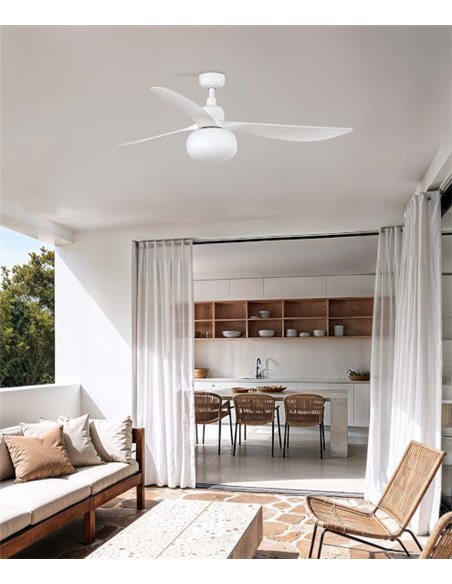 Ventilador de techo con luz Outwood L Tuya - Faro - Ventilador Smart blanco apto para exterior
