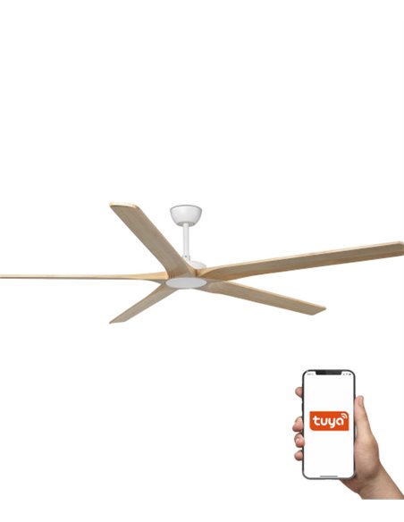 Ventilador de techo Bigwood 20 XL - Faro - Ventilador Smart Tuya, palas de madera de pino