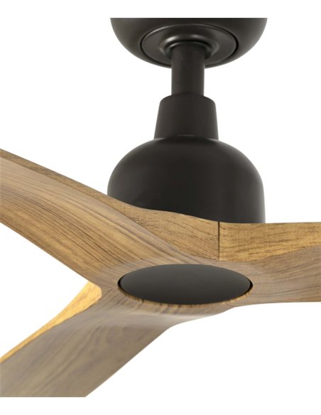 Ventilador de techo Outwood L Smart - Faro - Ventilador sin luz apto para exteriores, madera roble