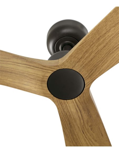 Ventilador de techo Outwood L Smart - Faro - Ventilador sin luz apto para exteriores, madera roble