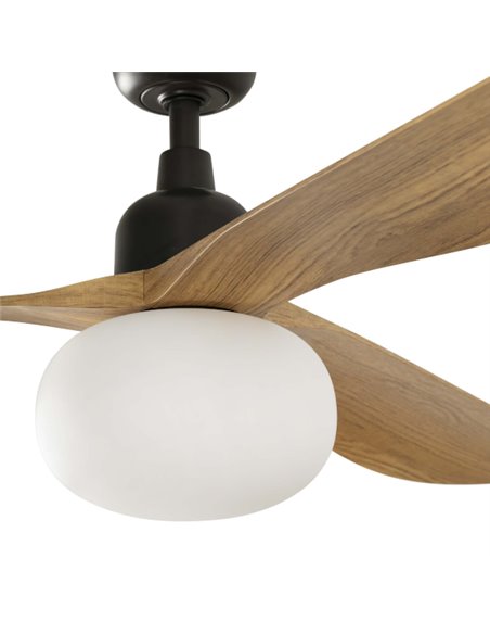 Ventilador de techo con luz Outwood L Smart - Faro - Palas de madera de roble, apto exterior