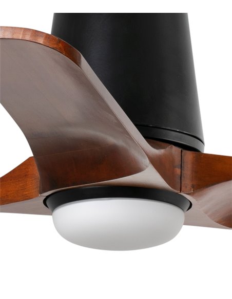 Ventilador de techo con luz Heywood Tub LED S - Faro - Ventilador DC con palas nogal