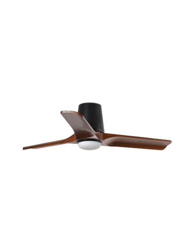 Ventilador de techo con luz Heywood Tub LED S - Faro - Ventilador DC con palas nogal
