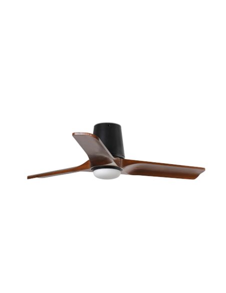 Ventilador de techo con luz Heywood Tub LED S - Faro - Ventilador DC con palas nogal