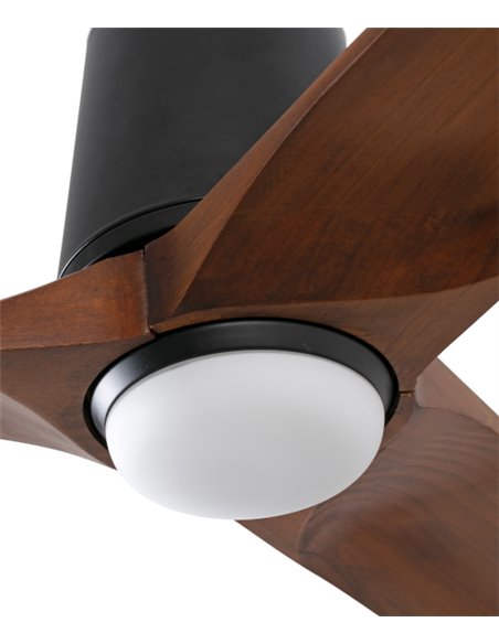 Ventilador de techo con luz Heywood Tub LED L - Faro - Ventilador DC de nogal