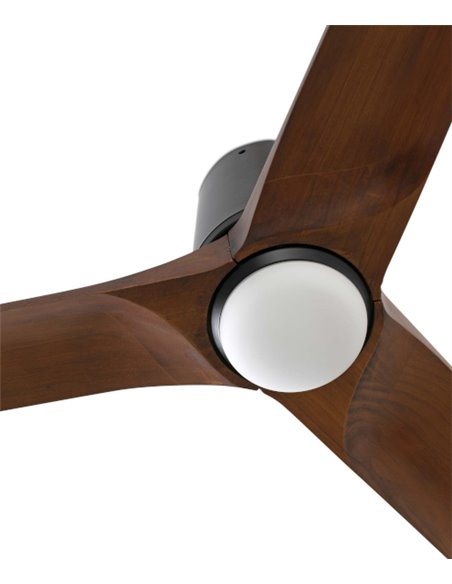 Ventilador de techo con luz Heywood Tub LED L - Faro - Ventilador DC de nogal