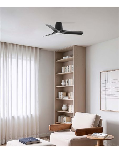 Ventilador de techo con luz Hey Tub LED S - Faro - Madera oscura, motor DC