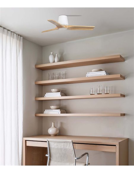 Ventilador de techo sin luz Heywood Tub S - Faro - Palas FSC de pino, motor DC