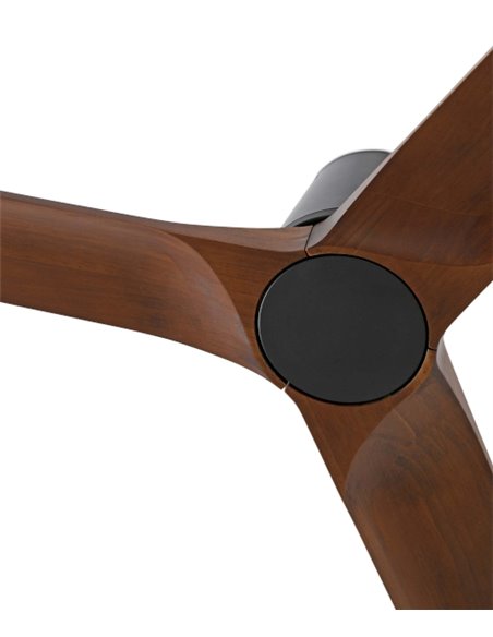 Ventilador de techo sin luz Heywood Tub S - Faro - Palas FSC de nogal, motor DC