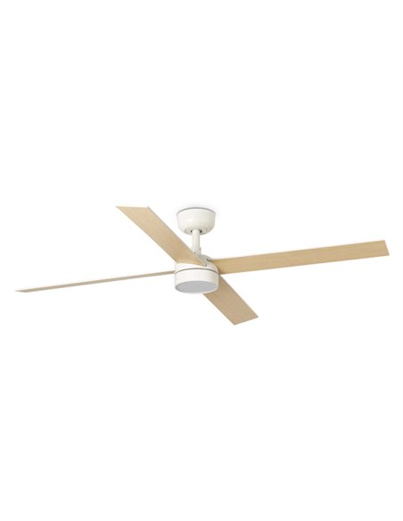 Ventilador de techo con luz Rudder L LED  - Faro - Ventilador DC con palas reversibles blanco/fresno