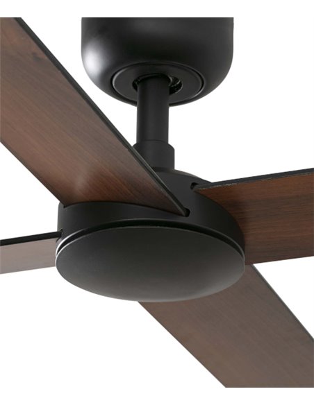 Ventilador de techo Rudder L - Faro - Palas reversibles negro/nogal