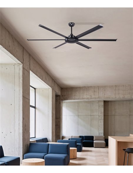 Ventilador de techo Rotterdam 20 XL - Faro - Ventilador DC negro, tamaño industrial