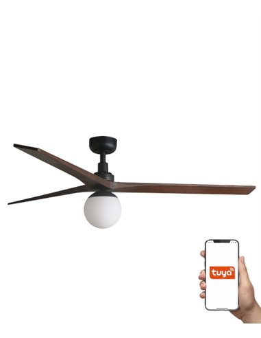 Ventilador de techo con luz Klim Smart L - Faro - Ventilador DC, palas nogar oscuro