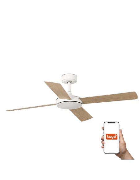 Ventilador de techo Mallorca Smart L - Faro - Palas reversibles blanco/arce