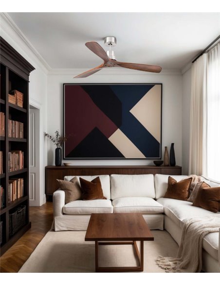 Ventilador de techo Lantau Smart L - Faro - Ventilador DC con palas de madera de nogal