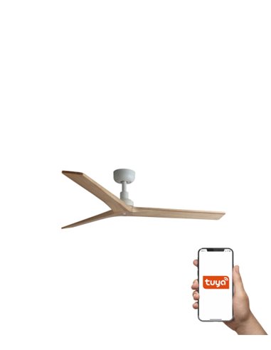 Ventilador de techo Klim Smart M - Faro - Palas de madera de pino, motor DC