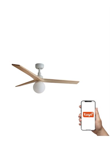 Ventilador de techo con luz Klim Smart M - Faro - Ventilador DC con palas de pino