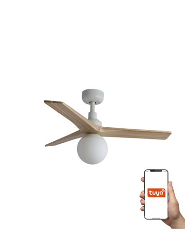 Ventilador de techo con luz Klim Smart S - Faro - Ventilador DC con palas de pino